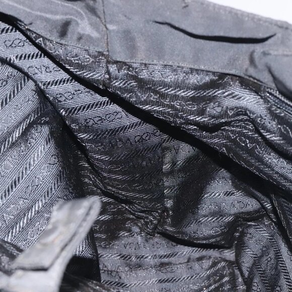 PRADA Hand Bag Nylon Metal Black Gold Auth 130971 - Picture 12 of 16